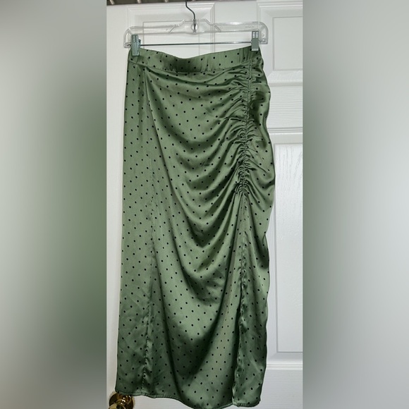 ZARA Polka Dot Satin Midi Skirt - Picture 3 of 4